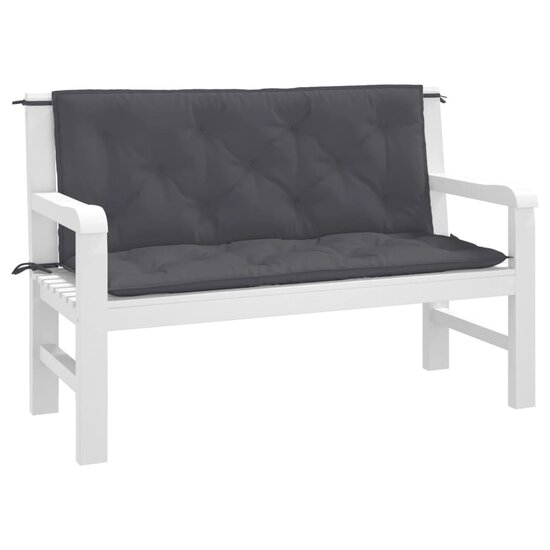 Tuinbankkussens 2 st 120x50x7 cm oxford stof antracietkleurig