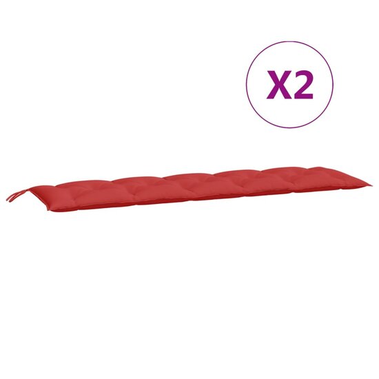 Tuinbankkussens 2 st 180x50x7 cm oxford stof rood