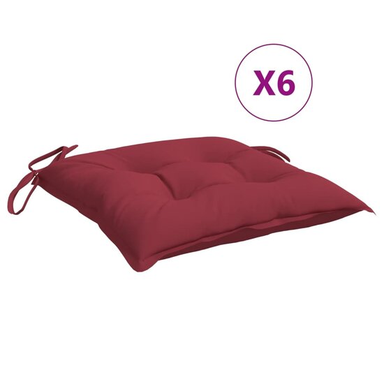 Stoelkussens Oxford Stof 6 40 x 40 x 7 cm Wijnrood
