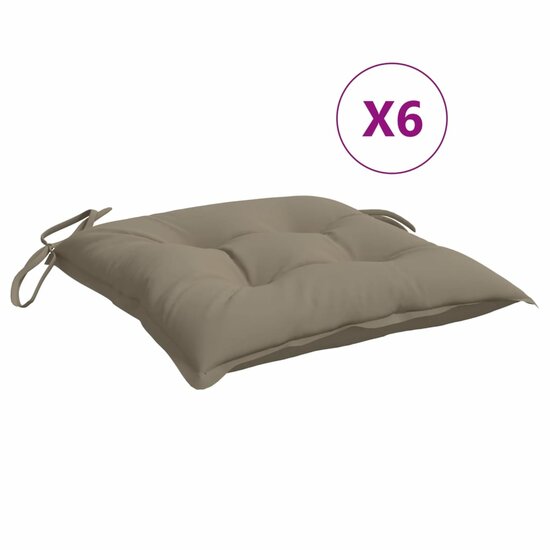 Stoelkussens 6 st 40x40x7 cm oxford stof taupe