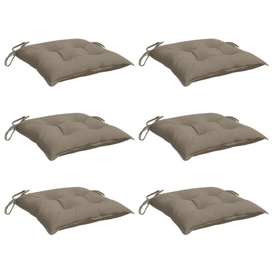 Stoelkussens 6 st 40x40x7 cm oxford stof taupe