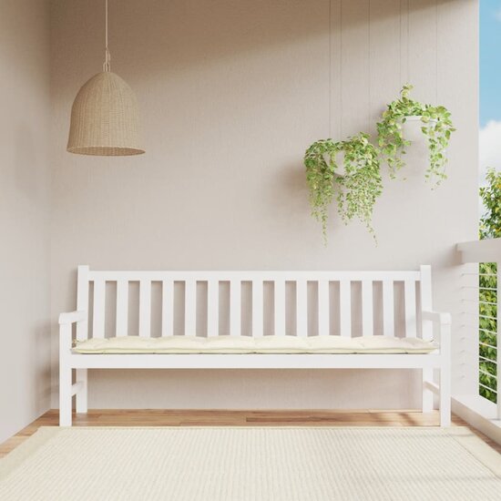 Tuinbankkussen 200x50x7 cm oxford stof cr&egrave;mekleurig