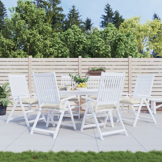 Stoelkussens Oxford Stof Wit 6 50 x 50 x 7 cm Cr&egrave;me