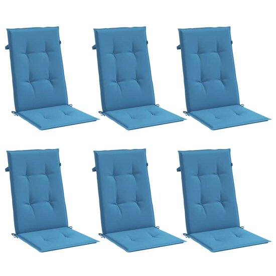 Stoelkussens Hoge Rug Stof Gem&ecirc;leerd Blauw 6 120 x 50 x 4 cm blauw mix