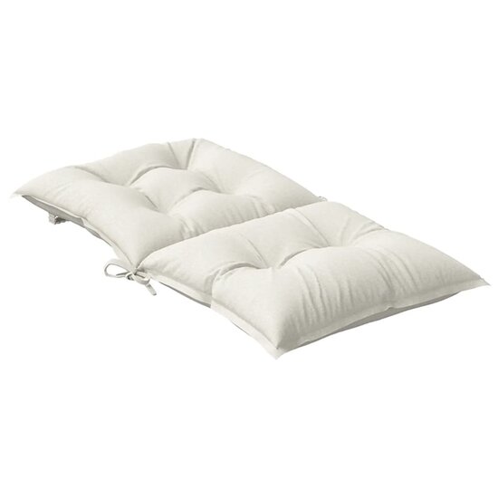 Stoelkussens 6 st lage rug 100x50x7 cm stof gem&ecirc;leerd cr&egrave;me