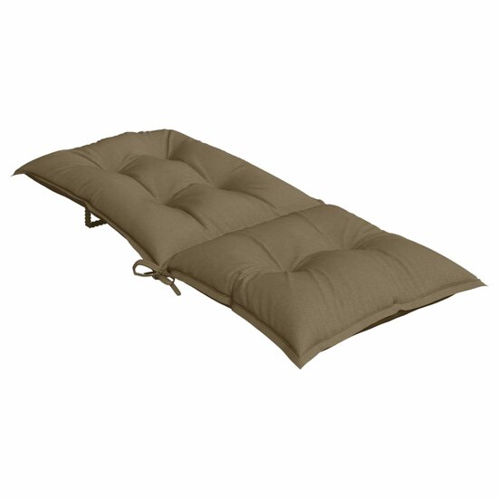 Stoelkussens 6 st hoge rug 120x50x7 cm stof gem&ecirc;leerd taupe