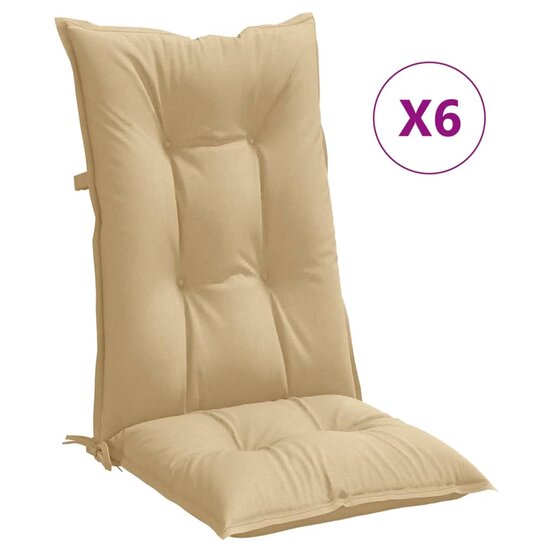 Stoelkussens Hoge Rug Stof Gem&ecirc;leerd Beige 6 120 x 50 x 7 cm beige mix