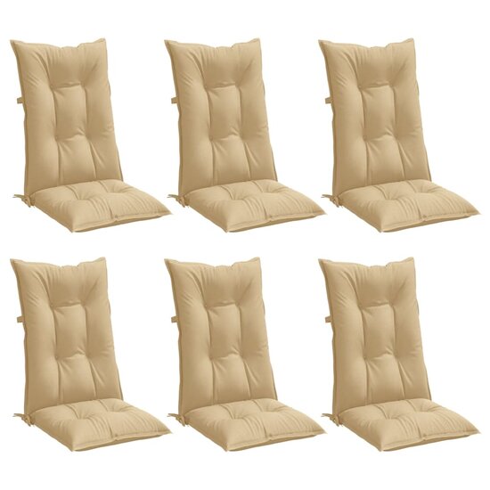 Stoelkussens Hoge Rug Stof Gem&ecirc;leerd Beige 6 120 x 50 x 7 cm beige mix