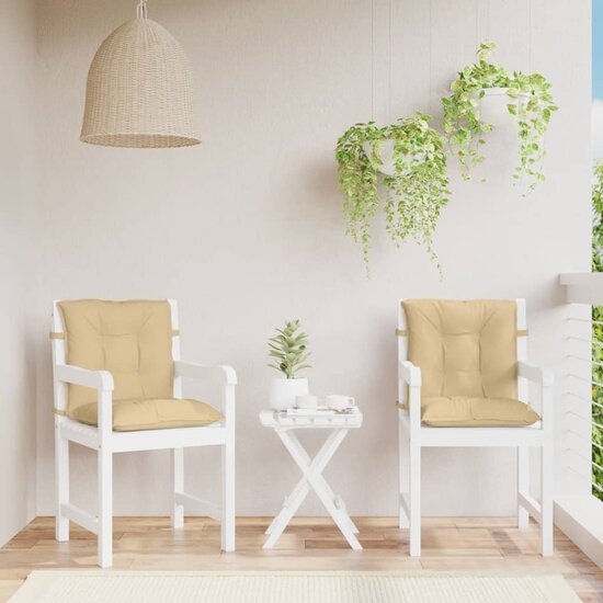 Stoelkussens Lage Rug Stof Gem&ecirc;leerd Beige 2 100 x 50 x 7 cm beige mix