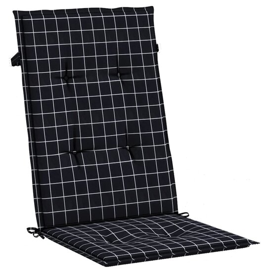 Stoelkussens Hoge Rug Ruitpatroon Stof 6 120 x 50 x 3 cm Zwart en wit