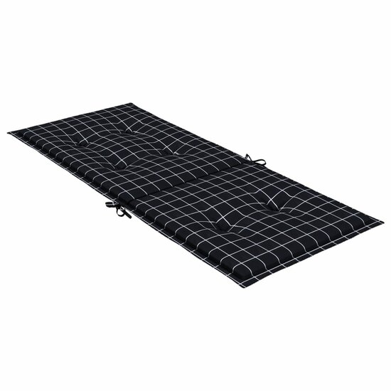 Stoelkussens Hoge Rug Ruitpatroon Stof 6 120 x 50 x 3 cm Zwart en wit