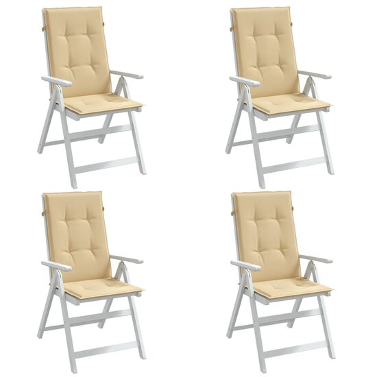 Stoelkussens 4 st hoge rug 120x50x4 cm stof gem&ecirc;leerd beige
