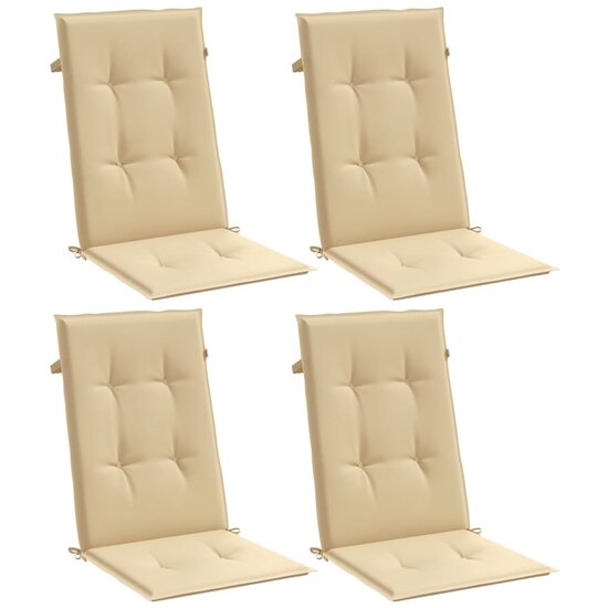 Stoelkussens 4 st hoge rug 120x50x4 cm stof gem&ecirc;leerd beige