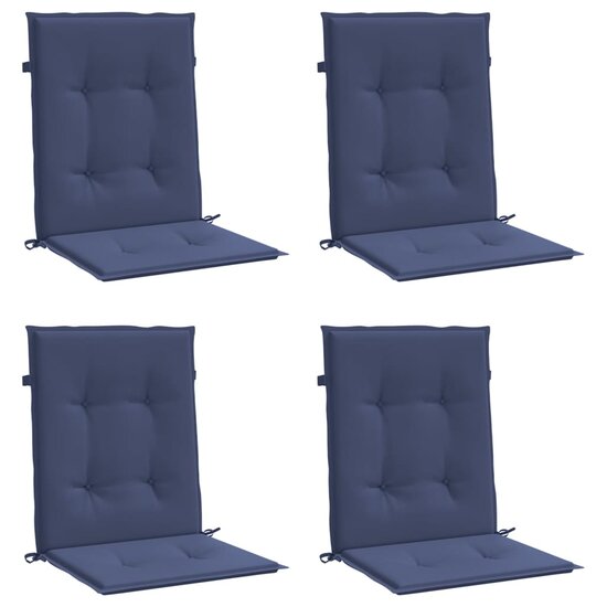 Stoelkussens 4 st lage rug stof marineblauw