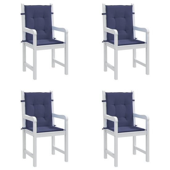 Stoelkussens 4 st lage rug stof marineblauw
