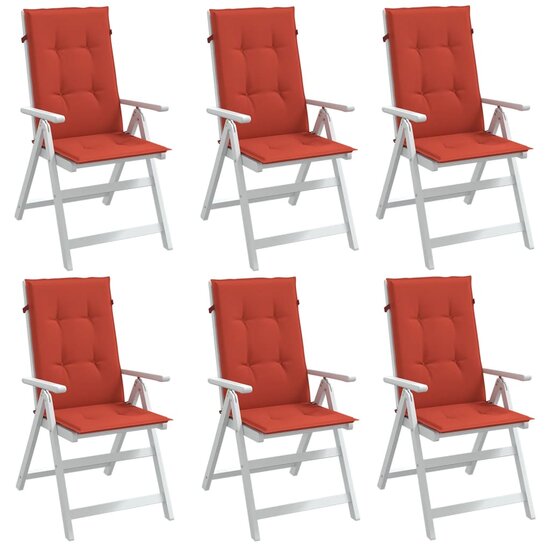 Stoelkussens Hoge Rug Stof Gem&ecirc;leerd Rood 6 120 x 50 x 4 cm rood mix