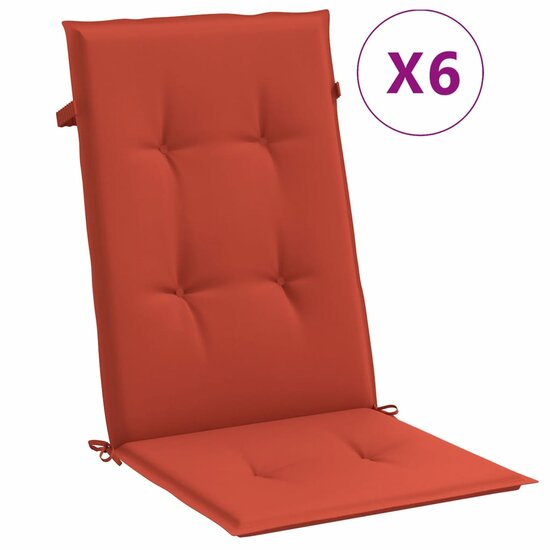 Stoelkussens Hoge Rug Stof Gem&ecirc;leerd Rood 6 120 x 50 x 4 cm rood mix