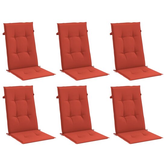 Stoelkussens Hoge Rug Stof Gem&ecirc;leerd Rood 6 120 x 50 x 4 cm rood mix