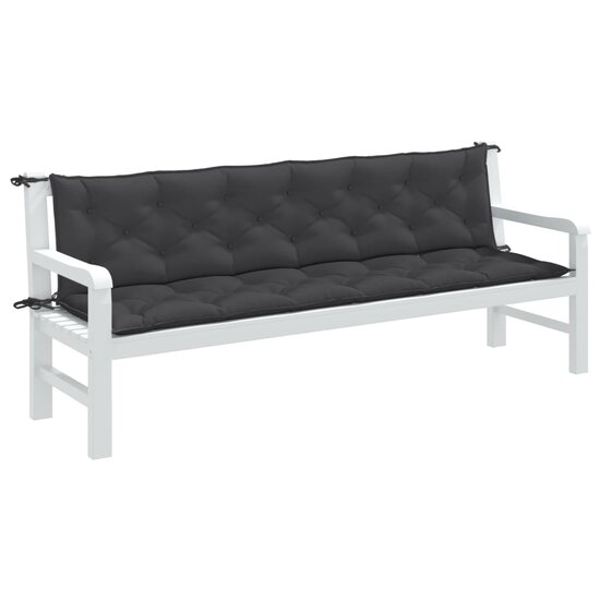 Tuinbankkussens 2 St Stof Gem&ecirc;leerd Antracietkleur 200 x 50 x 7 cm antraciet mix