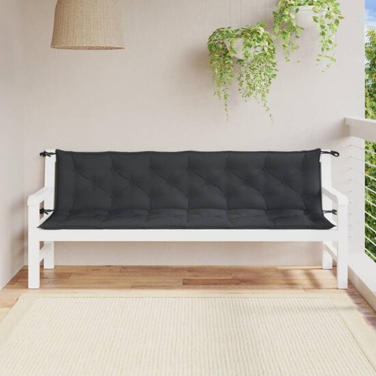 Tuinbankkussens 2 St Stof Gem&ecirc;leerd Antracietkleur 200 x 50 x 7 cm antraciet mix
