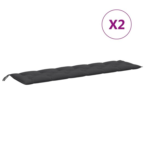 Tuinbankkussens 2 St Stof Gem&ecirc;leerd Antracietkleur 200 x 50 x 7 cm antraciet mix