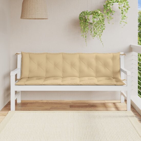 Tuinbankkussens 2 St Stof Gem&ecirc;leerd Beige 180 x 50 x 7 cm beige mix