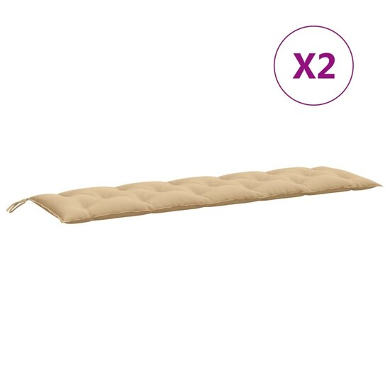Tuinbankkussens 2 St Stof Gem&ecirc;leerd Beige 180 x 50 x 7 cm beige mix