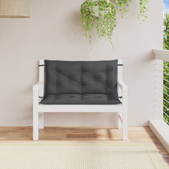 Tuinbankkussens 2 St Stof Gem&ecirc;leerd Antracietkleur 100 x 50 x 7 cm antraciet mix