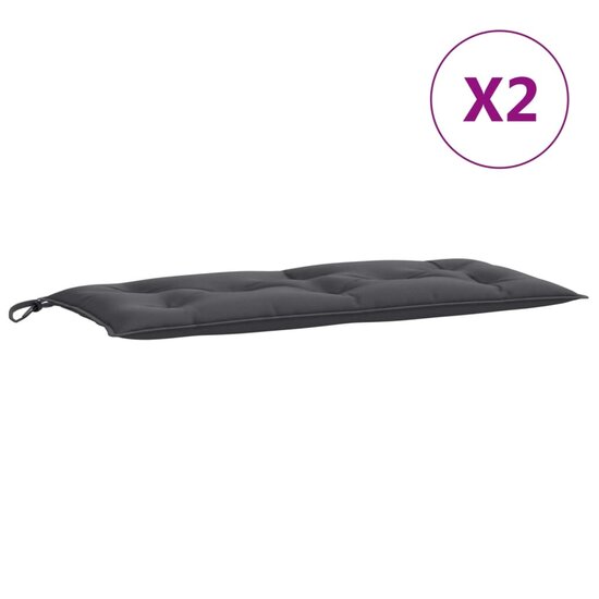 Tuinbankkussens 2 St Stof Gem&ecirc;leerd Antracietkleur 100 x 50 x 7 cm antraciet mix
