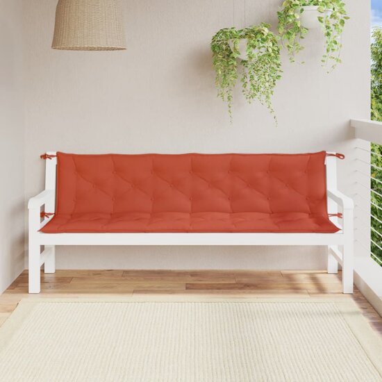 Tuinbankkussens 2 St Stof Gem&ecirc;leerd Rood 200 x 50 x 7 cm rood mix