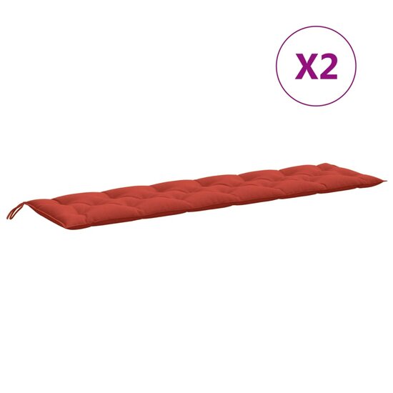Tuinbankkussens 2 St Stof Gem&ecirc;leerd Rood 200 x 50 x 7 cm rood mix