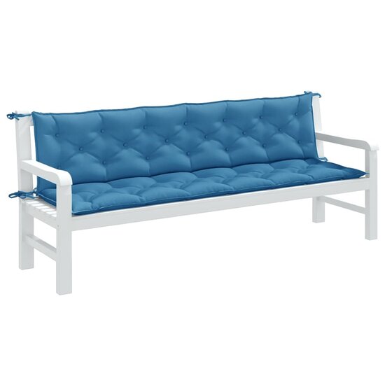 Tuinbankkussens 2 St Stof Gem&ecirc;leerd Blauw 200 x 50 x 7 cm blauw mix