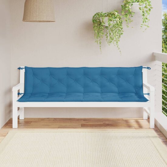 Tuinbankkussens 2 St Stof Gem&ecirc;leerd Blauw 200 x 50 x 7 cm blauw mix