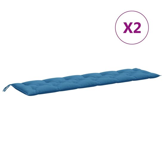 Tuinbankkussens 2 St Stof Gem&ecirc;leerd Blauw 200 x 50 x 7 cm blauw mix