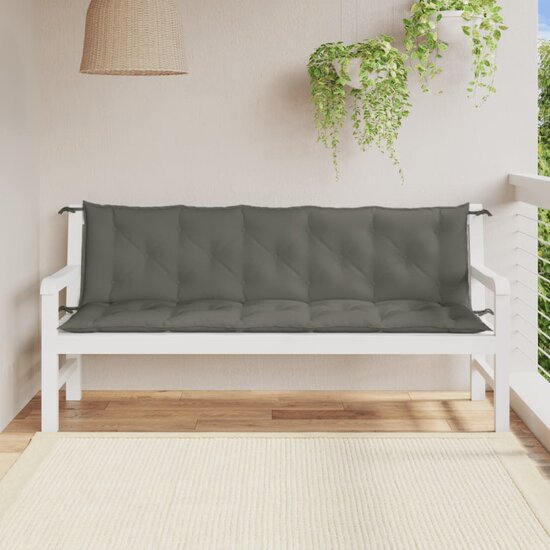Tuinbankkussens 2 St Stof Gem&ecirc;leerd Donkergrijs 180 x 50 x 7 cm donkergrijs mix