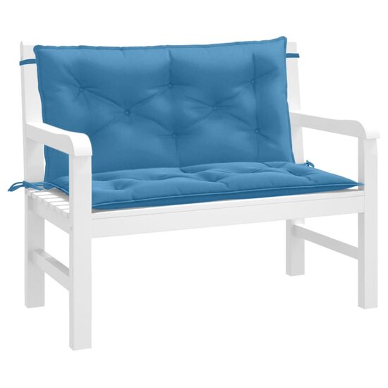 Tuinbankkussens 2 st 100x50x7 cm stof gem&ecirc;leerd blauw