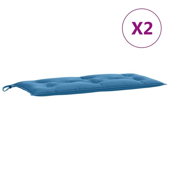 Tuinbankkussens 2 st 100x50x7 cm stof gem&ecirc;leerd blauw