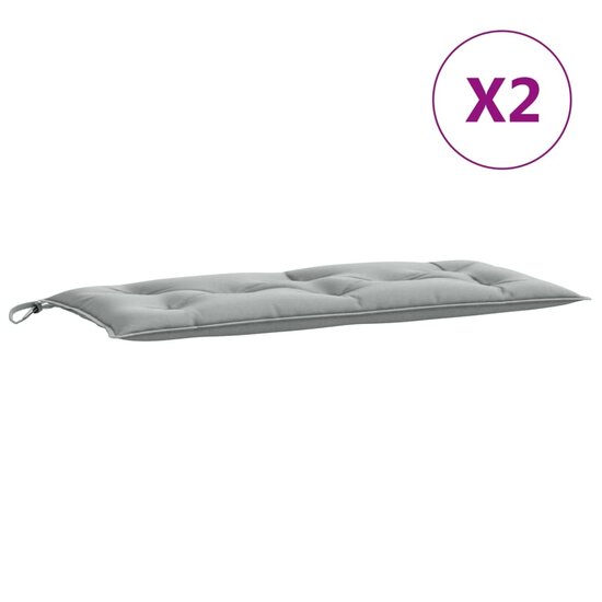 Tuinbankkussens 2 st 100x50x7 cm stof gem&ecirc;leerd lichtgrijs