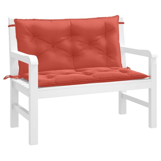 Tuinbankkussens 2 st 100x50x7 cm stof gem&ecirc;leerd rood