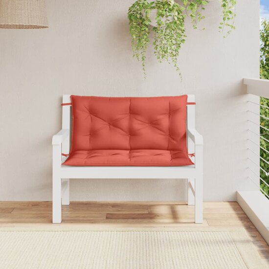 Tuinbankkussens 2 st 100x50x7 cm stof gem&ecirc;leerd rood