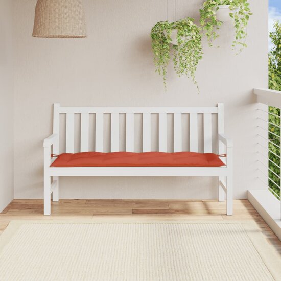 Tuinbankkussen 150x50x7 cm stof gem&ecirc;leerd rood
