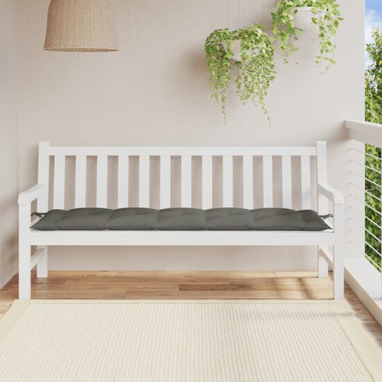 Tuinbankkussen 180x50x7 cm stof gem&ecirc;leerd donkergrijs