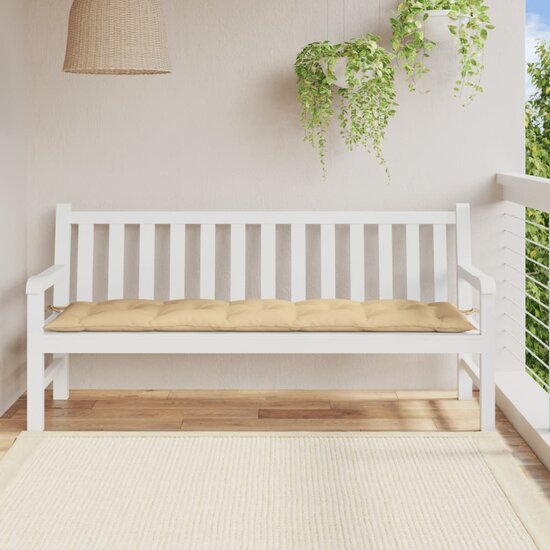 Tuinbankkussen 180x50x7 cm stof gem&ecirc;leerd beige