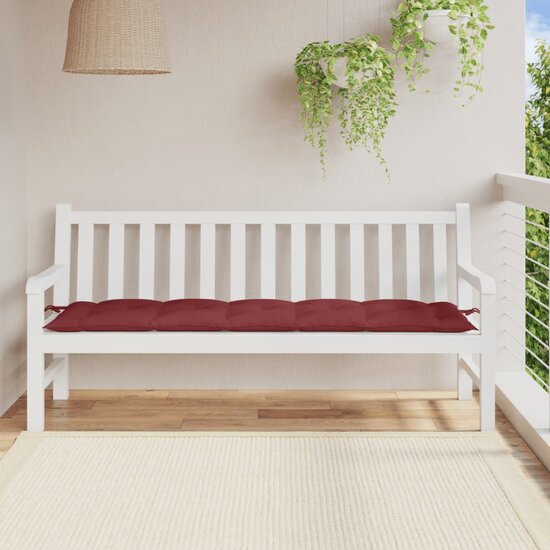 Tuinbankkussen 180x50x7 cm stof gem&ecirc;leerd wijnrood