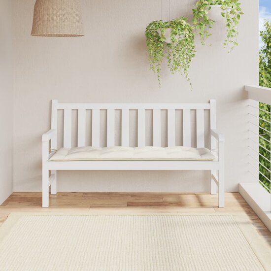 Tuinbankkussen Stof Gem&ecirc;leerd Cr&egrave;mekleurig 150 x 50 x 7 cm cr&egrave;me mix