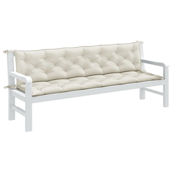 Tuinbankkussens 2 St Stof Gem&ecirc;leerd Cr&egrave;mekleurig 200 x 50 x 7 cm cr&egrave;me mix