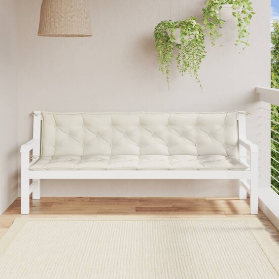 Tuinbankkussens 2 St Stof Gem&ecirc;leerd Cr&egrave;mekleurig 200 x 50 x 7 cm cr&egrave;me mix