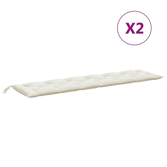 Tuinbankkussens 2 St Stof Gem&ecirc;leerd Cr&egrave;mekleurig 200 x 50 x 7 cm cr&egrave;me mix