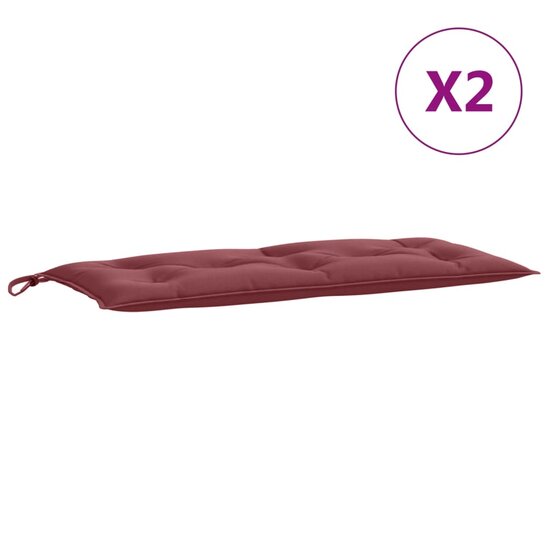 Tuinbankkussens 2 St Stof Gem&ecirc;leerd Wijnrood 100 x 50 x 7 cm wijnrood mix