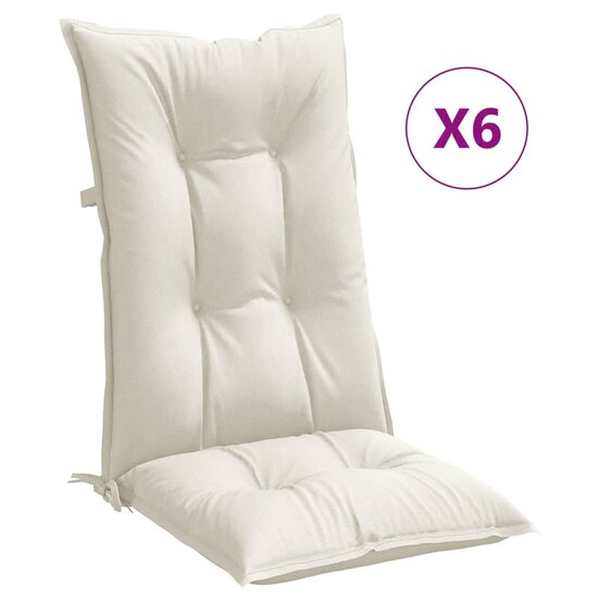 Stoelkussens Hoge Rug Stof Gem&ecirc;leerd Cr&egrave;me 6 120 x 50 x 7 cm cr&egrave;me mix